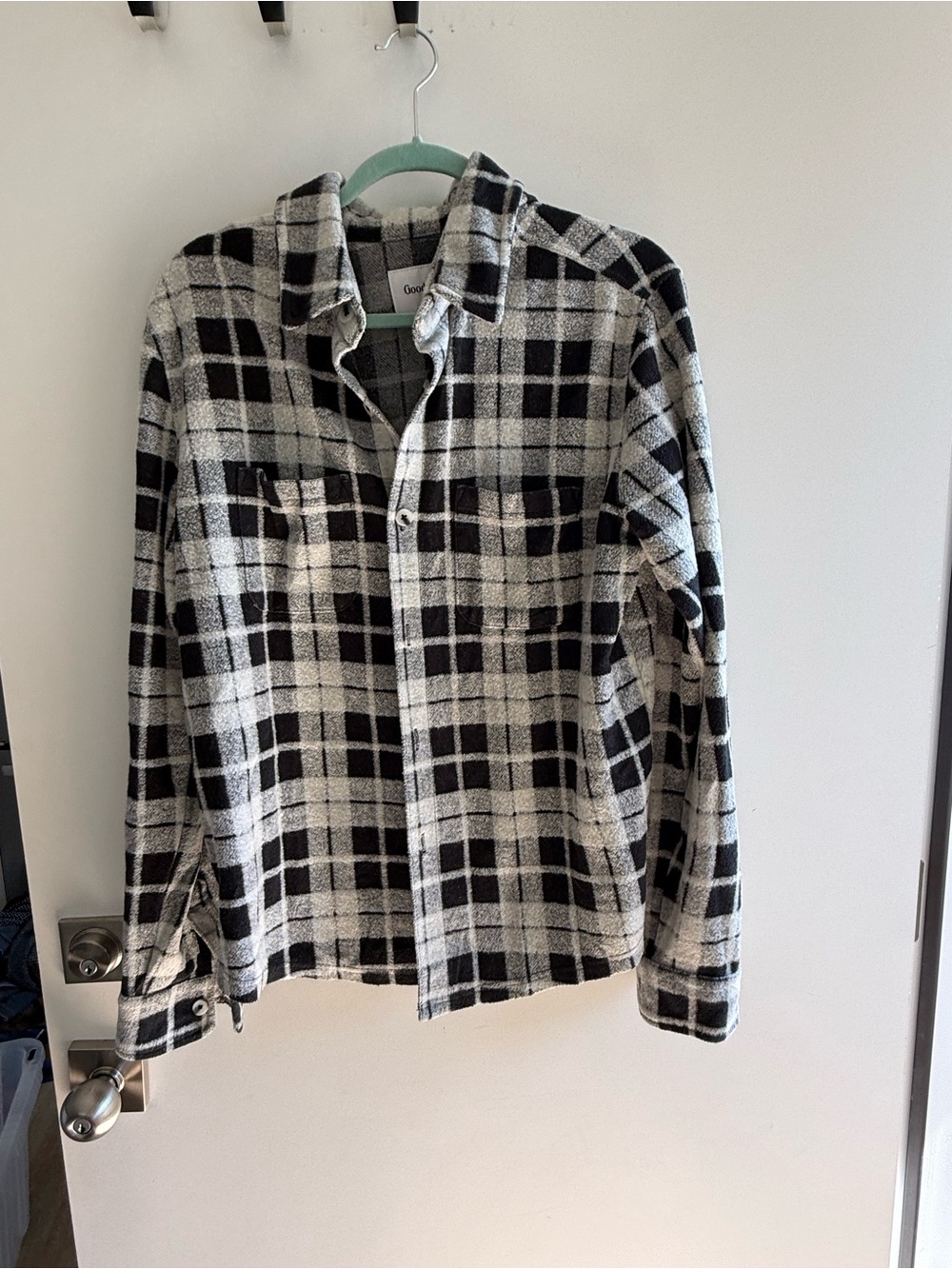 Goodfellow & Co Black and White Plaid Button-Down Shirt